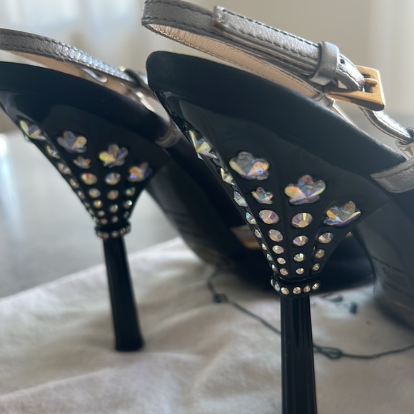 Prada Camoscio Peep-Toe Crystal Embellished heel suede with original dust bag - Picture 3 of 7